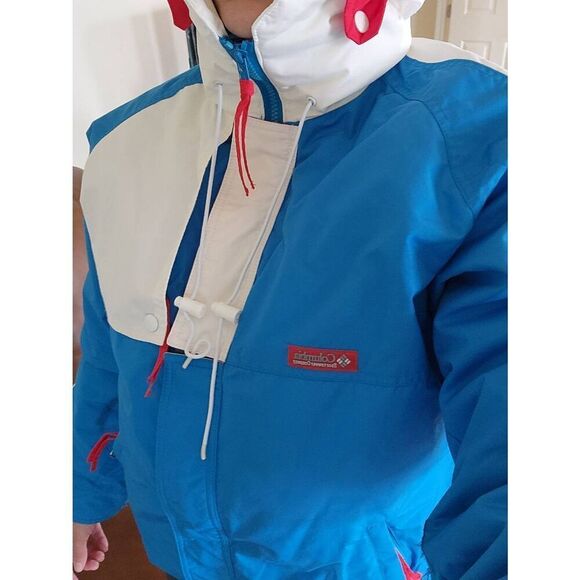 Columbia 90s retro Double layer reversible winter jacket hoodie puffer windbreak - Picture 9 of 13